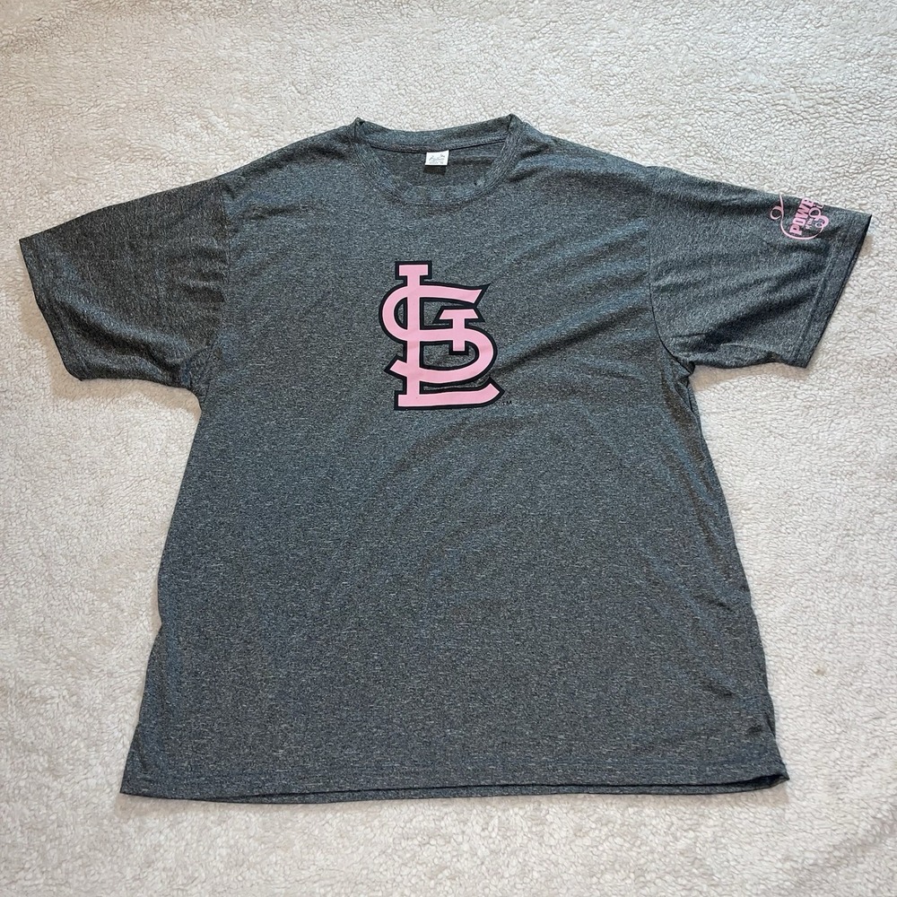 St. Louis Cardinals MLB Gray Pink Logo "Power of the Pink" Shirt Women's XL